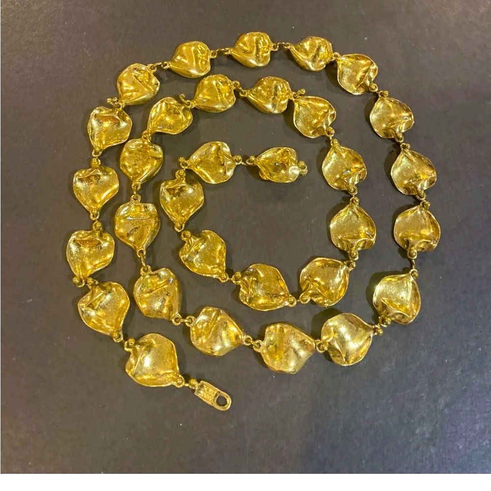 Vintage Signed Anne Dick Gold Tone Long